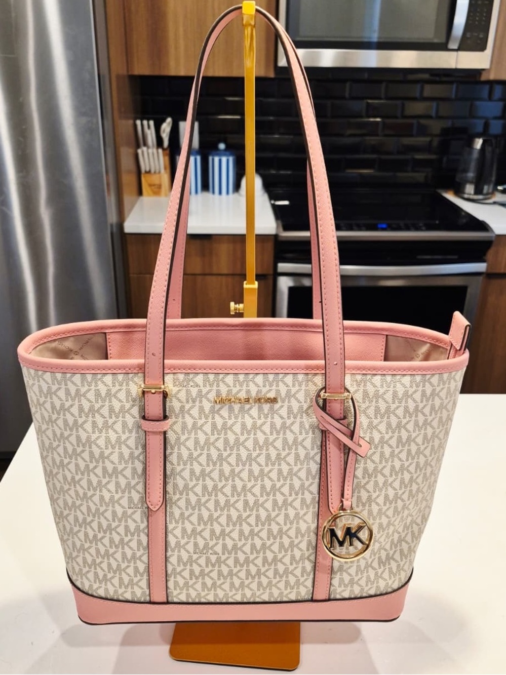 Michael Kors Jet Set Travel Womens Small Signature Logo Top Zip Tote Bag NWOT